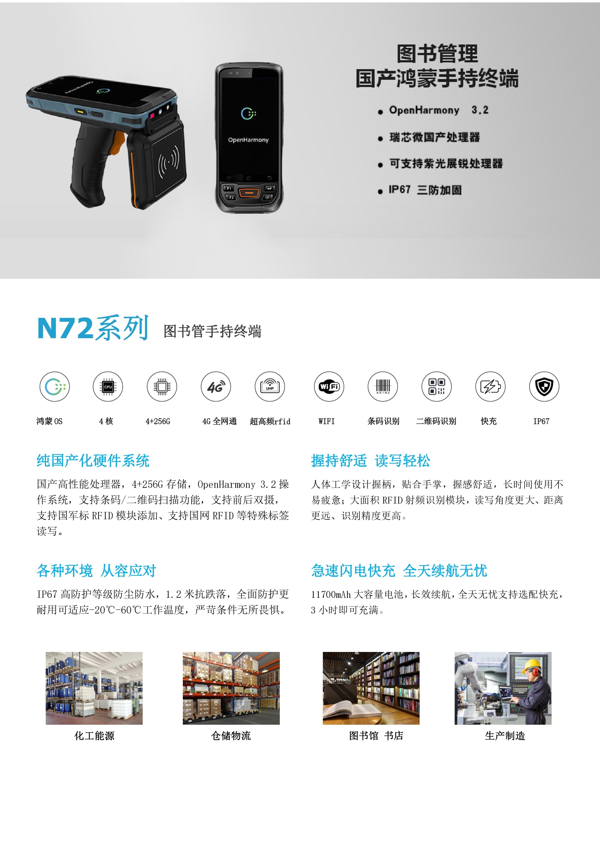 图书管理手持终端_国产鸿蒙图书馆rfid设备_图书馆pda手持机(图1)