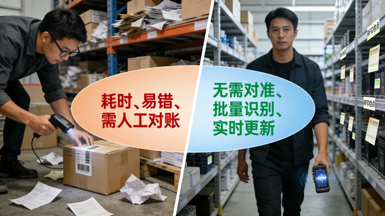 RFID手持机盘点库存有多快？传统盘点VS RFID盘点效率对比(图1)