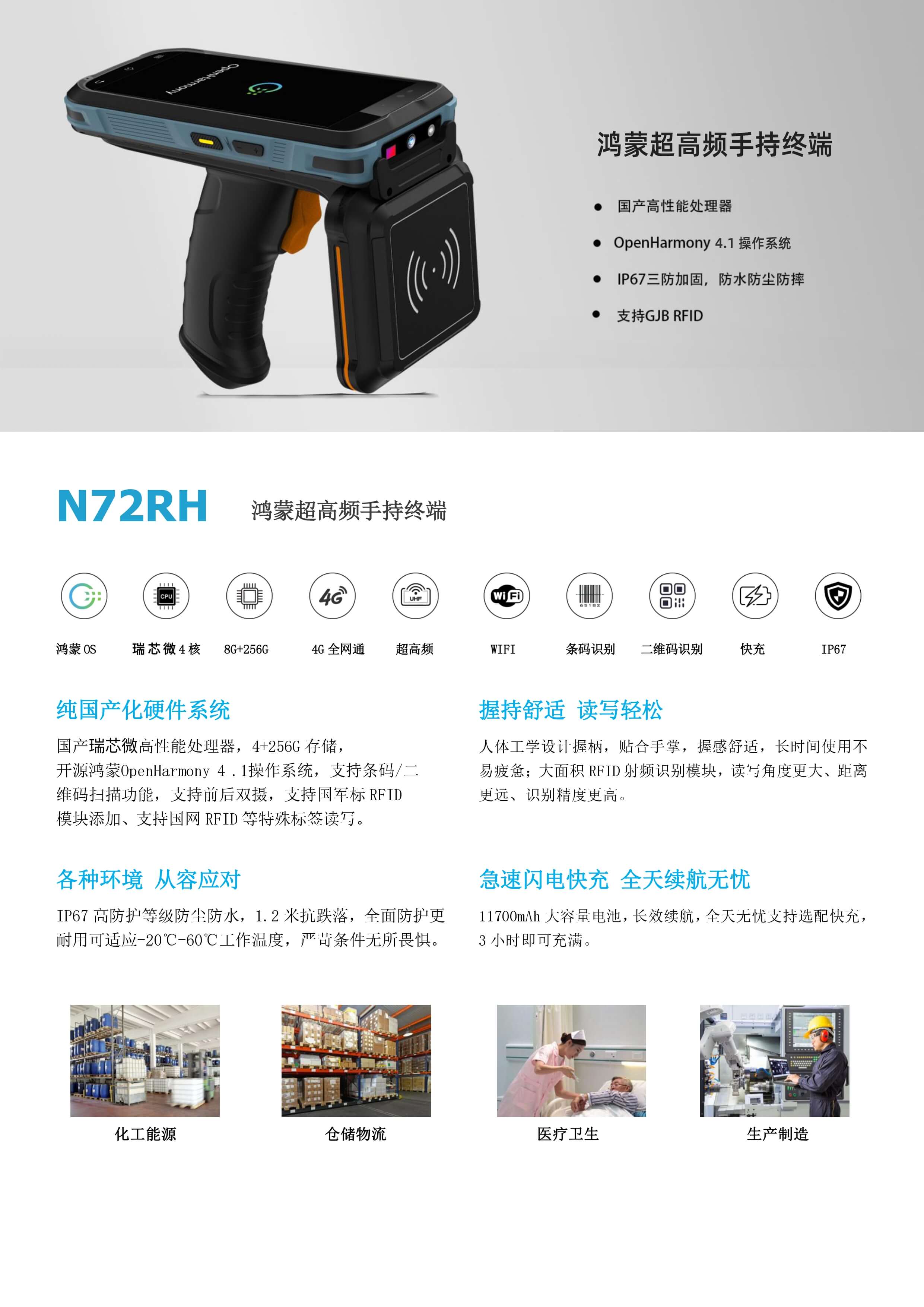 N72RH鸿蒙超高频pda手持终端_UHF超高频RFID读写器(图1)
