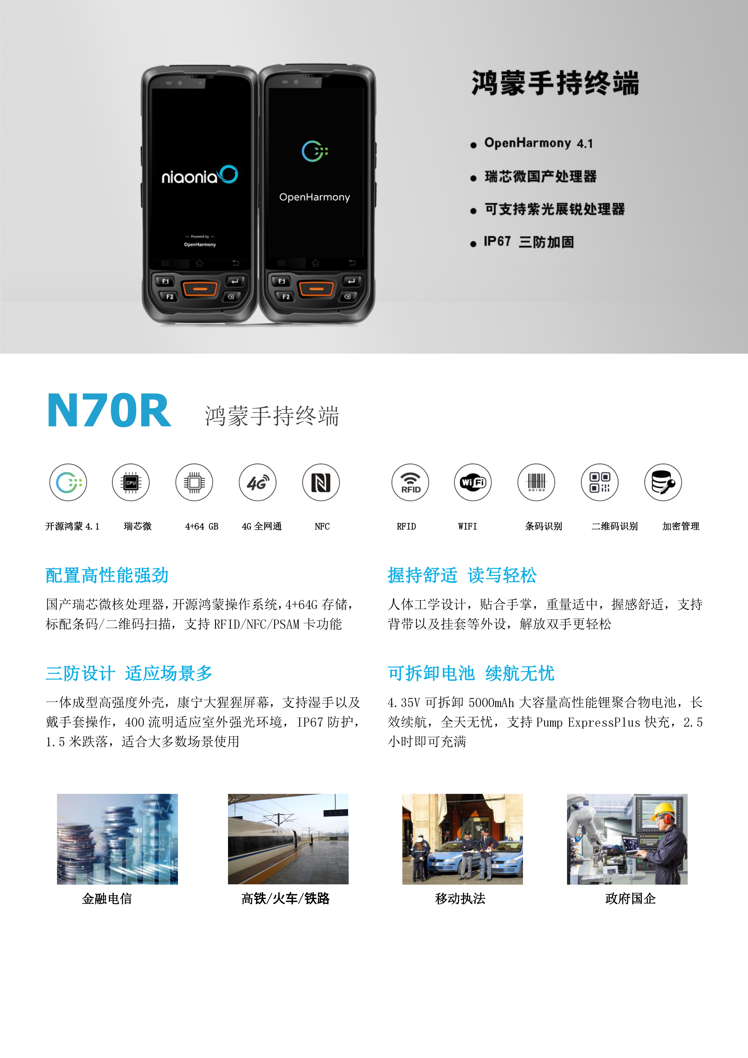 高铁/火车铁路乘务员专用无线交互手持终端机|鸿蒙系统(图1)
